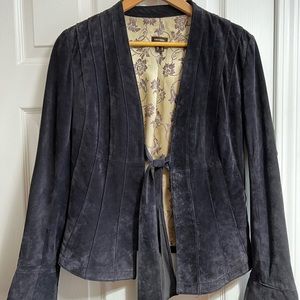 Danier Leather Real Suede Dark Purple Jacket, Size Small